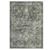 Garvee 9X12 ft Brown Green 100% Polyester Persian Area Rug, Washable Low Pile Vintage Floral Carpet, Non Slip Foldable Soft Floor Cover, 1160 gsm Distressed Oriental Print for Living Room Bedroom Dining Room, Indoor Home Decor - Brown Green