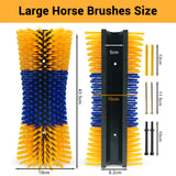 Garvee 2 Pack Livestock Scratch Brushes With Mounting Screws For Goats Cattle Sheep Pigs, Blue Yellow, Durable And Comfortable - Blue-Yellow 2