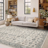 Garvee 10x13 Washable Area Rugs for Living Room Big Bedroom Under Bed,Faux Wool Soft No Slip Floral Boho Vintage Extra Large Carpet for Dining Room Office,Beige