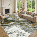 Garvee Large Dining Room Rugs 10x13 Abstract Printed Accent Rugs, Ultra-Soft Contemporary Floor Carpet, Foldable Thin Indoor Mat for Living Room, Bedroom, Office, Green