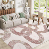 Garvee Washable Pink Rug 5x7, Abstract Non Slip Area Rugs for Living Room Bedroom, Modern Soft Accent Carpet with Snake Design, Low Pile Non Shedding Rugs for Dining Room Office