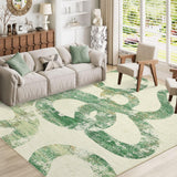 Garvee 8' x 10' Green Abstract Snake Print Area Rug, Washable Non-Slip Low-Pile Rug for Living Room, Bedroom & Office