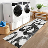 Garvee Washable Runner Rug 2x6, Soft Non Slip Black and White Kitchen Runner, Low Pile Ultra Thin Hallway Rugs, Non Sheddiing Foldable Lightweight Mat for Entryway Bathroom Laundry, Snake Print