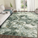 Garvee Abstract 8x10 Green Rugs for Living Room, Washable Modern Green Area Rug for Bedroom Non Slip,Ultra Thin Low Pile Large Carpet for Dining Room Home Office, 8'x10'