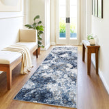 Garvee Abstract Runner Rug 2x6, Washable Non Slip Kitchen Runner, Soft Modern Low Pile Area Rugs for Hallway, Indoor Contemporary Accent Carpet for Bathroom Laundry, Blue
