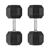 Garvee Rubber Coated Hex Dumbbells Set of 2, 50 lb Each (100 lb Total) - Cast Iron Core - Non-Slip Knurled Handle - Anti-Roll Free Weights for Home Gym Strength Training - Black