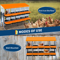 Garvee 2-Tier Chicken Nesting Box 10 Compartment Metal Waterproof Roof Removable Trays Poultry Easy Egg Collection