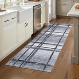 Garvee Washable 2x6 Kitchen Runner Rug, Soft Non Slip Geometric Modern Rugs, Low Pile Ultra Thin Rug Runners for Hallways, Indoor Contemporary Carpet Mat for Entryway Bathroom Bedside, Light Grey