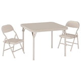 Garvee Folding Kids Table and Chair Set - 3-Piece, PU Upholstered, Easy to Clean, Portable - Perfect for Playroom, Nursery, Study Area, Dining Room - Beige, 1+2 - Beige