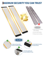 Garvee Aluminum Lawn Mower Ramps 2 Pack 47" Yellow Edge Tape Anti-Slip Loading Ramps 800 LBS Capacity - 4 Feet
