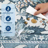 Garvee Provence 5x7 Area Rug Botanical Grove Vintage Cottagecore Non-Slip Washable Rug for Bedroom Living Room Nursery Kitchen Retro Blue