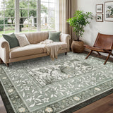 Garvee Provence 5x7 Area Rug Botanical Grove Soft Cottagecore Non-Slip Washable Rug Gray Fog for Bedroom Living Room Nursery Kitchen