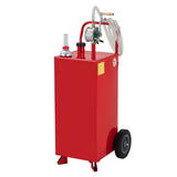 Garvee 40 Gallon Fuel Gas Caddy with Wheels & Manual Transfer Pump for Gasoline & Diesel Storage, 9.8Ft Hose, Durable Stainless Steel, Portable, UV Resistant - Red