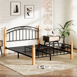 Garvee Heavy Duty Metal Bed Frame with Headboard & Footboard - Noise-Free, Under Bed Storage, Steel Slats, No Box seasonal Needed, Easy Assembly, Natural Wood Color, Full Size, Wood Color, F Size - Wood Color