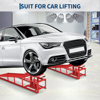 Garvee 2-Pack Hydraulic Car Ramps, 5T/11000 lbs Capacity Low-Profile Car Lift with Adjustable Height (9.4"-13.34") for Trucks, Trailers, and Auto Repair in Garage, Red