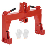 Garvee Heavy-Duty Tractor 3 Point Quick Hitch for Cat 1 and 2 Tractors - 3000lb Lift Capacity Dual Receiver Hooks Easy-Install Red Hitch Attachment