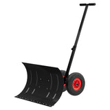 Garvee 29" W x 16.5" H Heavy-Duty Wheeled Snow Pusher Shovel - Adjustable Handle Height & Blade Angle for Effortless Driveway & Pavement Snow Removal - Black