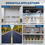 Garvee Heavy Duty Steel Safety Bollards 42 In, Removable Parking Bollards for Warehouse, Garage, Parking Lot, Reflective Tape, 4.5 In Diameter, Steel, Yellow