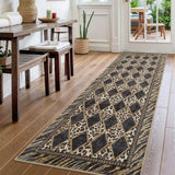 Garvee 2x10 Runner Rug Checkered Leopard Print Washable Non-Slip Kitchen Bedroom Hallway, Light Brown