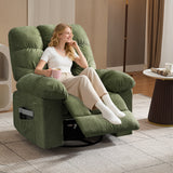 Garvee Rocking Recliner Chair 360° Swivel Massage Heating Wood Frame Ergonomic Design Extendable Footrest Living Room - Green