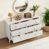 Garvee Dresser for Bedroom with 7 Drawers, 54" Wide Modern Chest of Drawers with Metal Handle, Wood Organizer, Natural Oak Finish - White
