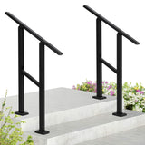 Garvee Adjustable Black Metal Stair Handrail – Heavy-Duty 2 Step Railing for Outdoor & Indoor Stairs – Weatherproof, Easy Install, Quality Hardware – 1 Piece, Black, 2 Steps