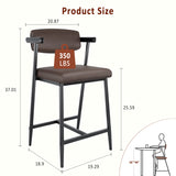 Garvee Counter Height Bar Stools Set of 2 With Arms, Upholstered, 26", Rustic Brown, Kitchen Island & Counter Bar - Rustic Brown