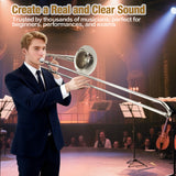 Garvee B Flat Alto Trombone for Beginners - Nickel Plated Brass Trombone with Mouthpiece, Case, Cleaning Accessories, Professional Student Instrument