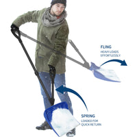 Garvee Ergonomic Snow Shovel for Driveways and Patios – 18-Inch Heavy Duty Aluminum Blade, Dual D-Ring Handles, Lightweight Snow Removal Tool, Durable Construction – Blue Shovel with Black Pole
