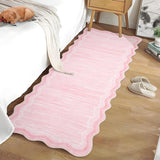 Garvee Washable Scalloped Rug Runner 2x6 Ultra-Soft Low Pile Hallway Rug, Non-Slip Non-Shedding Modern Carpet Runner, Foldable Thin Indoor Floor Mats for Laundry, Bedroom, Pink
