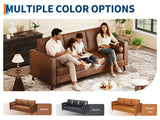 Garvee 81" Leather Sofa Mid-Century Modern Deep Seat Couch PU 3-Seat Brown