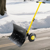 Garvee Snow Shovel with Wheels,29.1" W x 16.5" H Heavy Duty Snow Pusher for Driveway,Ergonomic Snow Pusher Shovel with Snow Removal Adjustable Angle & Height Handle for Driveway, Pavement,Yellow - Yellow