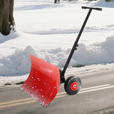 Garvee Snow Shovel with Wheels,29.1 in w x 19.3" h Heavy Duty Snow Pusher for Driveway,Ergonomic Snow Pusher Shovel with Snow Removal Adjustable Angle & Height Handle for Driveway, Pavement,Red - Red