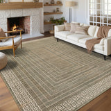 Garvee Living Room Bedroom Rugs 8x10, Washable Stain Resistant Non Slip Carpet for Dining Room, Indoor Contemporary Brown