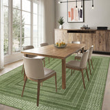 Garvee Washable 8x10 Area Rug Green Geometric Bordered Ultra Thin Non Slip Carpet for Living Room Bedroom Dining Room Office