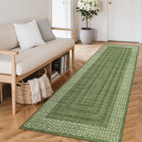 Garvee Modern 2x6 Kitchen Rugs Washable Green Non Slip Ultra Thin Low Pile Stain Resistant Indoor Floor Cover