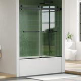 Garvee Sliding Glass Bathtub Shower Door - 60 in W x 59 in H - 6mm (1/4 in) SGCC Tempered Glass - Matte Black Finish, 304 Stainless Steel Hardware, Easy-Clean - Model 16-02 double sliding door 60*59, 6mm glass, elegant black - Matte Black