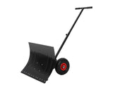 Garvee Heavy Duty Snow Shovel Pusher with Wheels – 29" Angled Steel Blade – Adjustable Ergonomic Handle – Anti-Slip – Efficient Snow Clearing for Driveway & Sidewalk – Black & Red – Color: Black red wheel XQ CA - Single Handle-Black