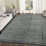 Garvee Washable Geometric Area Rug - Modern Low Pile, Non-Slip, Non-Shedding, Minimalist Collapsible Soft Thin Carpet for Living Room, Bedroom, Dining Room