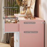 Garvee Fluted Dresser with 8 Drawers for Bedroom, 55" Wide Modern Wooden Chest with Metal Handles, Clothes Storage Organizer, Pink - 8&Pink