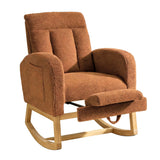 Garvee Modern Nursery Rocking Chair Teddy Upholstered Recliner with Adjustable Footrest for Living Room Bedroom Nursing Room, 24.8"W x 29.5"D x 40.9"H, Beige - Brown