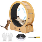 Garvee Cat Exercise Wheel Wooden Indoor Cat Running Treadmill with Carpeted Runway Low Noise Sturdy Design - Natural Wood