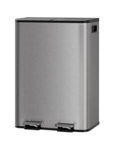 Garvee 2 x 8 Gallon Stainless Steel Double Trash Can Step-on Metal Garbage Cans with Lid for Kitchen, Grey