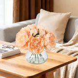 Garvee 7 Pcs Real Touch Artificial Peonies in Glass Vase with Faux Water for Wedding Centerpiece Home Table Party Decor Champagne - Champagne