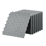 Garvee Heavy Duty Interlinked Garage Floor Mat – 12"x12" Double-Sided Non-Slip PVC, 3000kg Load, Easy Installation, Ideal for Garage, Workshop, Home Gym, Basement, Repair Shop – Silver Gray, 50 Pieces - Grey