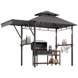 Garvee Grill Gazebo Outdoor Grill Shelter Durable Steel Frame 10x10 Feet Black - Grey