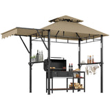 Garvee Grill Gazebo Outdoor Cooking Shelter Durable Steel Frame Black - Khaki