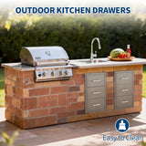 Garvee Outdoor Kitchen Drawers 16" W x 28.5" H x 20.5" D Stainless Steel Handle BBQ Island Patio Grill Station - Grey
