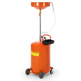 Garvee 20 Gal Waste Oil Drain Tank with Adjustable Funnel, Portable Air-Operated Drainer for Auto Shops and Garages, Rust-Proof Steel, Wheels & Toolbox - Orange