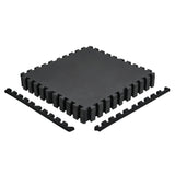 Garvee Heavy-Duty Interconnected Gym Flooring Mats, 24 Tiles 24x24 in (96 Sq Ft) - 0.56 in Rubber Top + High-Density EVA Foam - Non-Slip Waterproof Shock-Absorbing Puzzle Floor Tiles, Black - Black 24 Tiles - Black